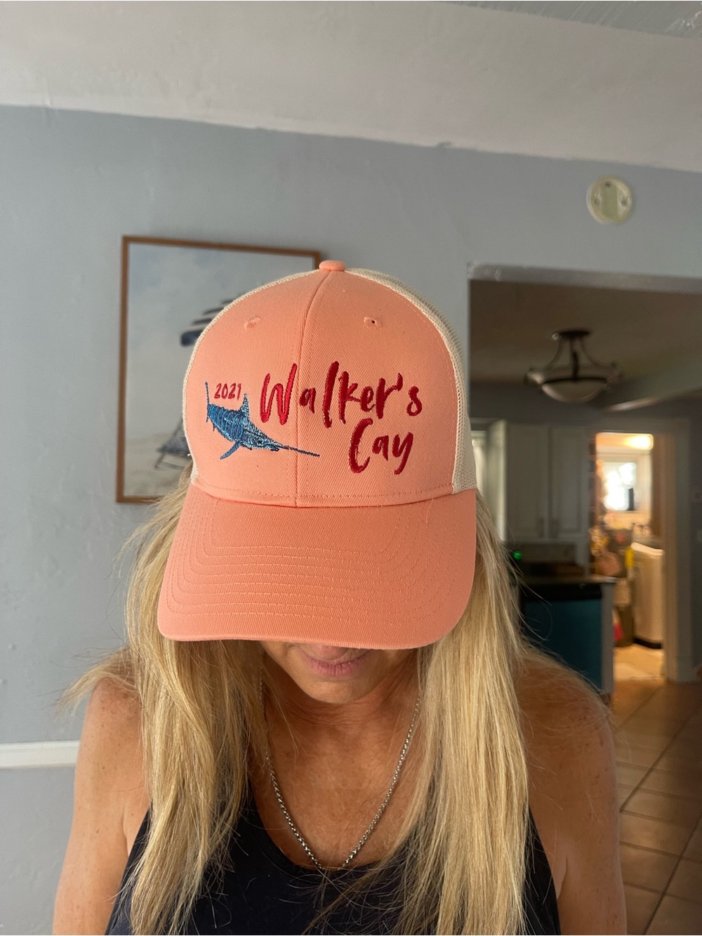 2021 Coral and White Mesh Trucker Hat